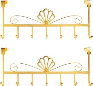 Ganchos sobre la puerta Colgador de toallas de montaje en pared Toallero para toallero de baño con flor de metal dorado - Product Image 1