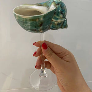 Vietnam fait à la main coquillage gobelet coquille naturelle verre à vin avec tige en cristal idéal pour la plage fête mariage décor à la maison - Product Image 1