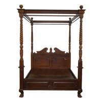 Lit en bois d'acajou de luxe, robuste, élégant et confortable, lit à baldaquin pour ensembles de meubles de chambre à coucher de style antique