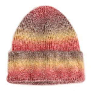 Winter New Tie-dye Gradient Knitted Hat Unisex Rainbow Warm Thickened Acrylic Beanies - Product Image 6