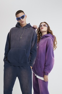 Sweat à capuche en coton surdimensionné unisexe à la mode vintage en coton vierge en détresse délavé à l'acide sweat à capuche décontracté avec logo personnalisé - Product Image 5