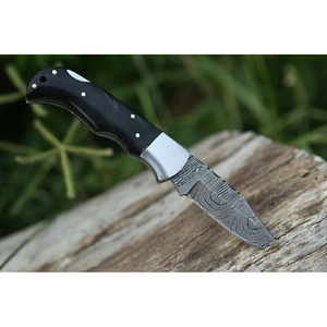 Cuchillo plegable multifuncional hecho a mano de alta calidad de grado DIY personalizado 2025 para supervivencia al aire libre botón de madera para acampar - Product Image 1