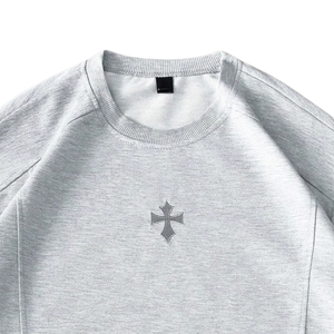 <b>Raglan</b> Crew Neck Short <b>Sleeve</b> <b>T</b>-<b>Shirt</b> Applique Oversized Front Cross Graphic Casual Streetwear Clothing Apparel Daily Wear - Product Image 5
