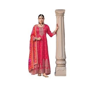 La última impresión digital Dola bordada de Hevey Simar Dupatta Salwar Kameez ropa India pakistaní para fiestas confeccionada - Product Image 1