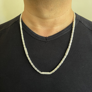 สร้อยคอโซ่ไบเซนไทน์คิงไซส์ใหญ่สำหรับผู้ชาย,เครื่องประดับหินเซอร์คอนกะลาสีฮิบฮอบ5มม. สีเงินขายส่งจากตุรกี - Product Image 3