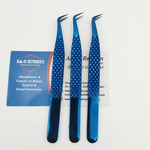 Pinzas de pestañas sostenibles de acero inoxidable hechas a mano herramienta de punta de fibra puntiaguda de 65 grados para extensión de pestañas postizas - Product Image 1