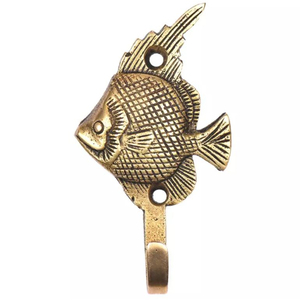 Marvelous Design Small Brass Fish Wall Coat Hook With Engraved Design Coat Hooks Hanging for Cap <b>Towel</b> Bag Cloth in Low Price - Product Image 2