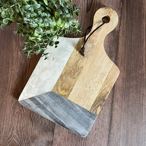 Tabla de cortar de madera de acacia y mármol, mango de diseño de corazón, manualidades para verduras, diseño de bloques para cortar, gran oferta - Product Image 5