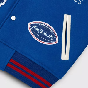 Veste d'hiver pour homme bleu lettre Baseball Varsity décontracté coupe ample col montant mince écologique coupe-vent grande taille - Product Image 2