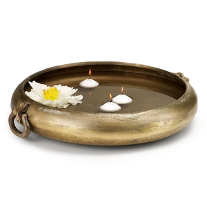 Velas flotantes de loto dorado urli para Diwali Decoración de mesa cuenco urli de metal dorado Diwali decoración del hogar flotante - Product Image 1