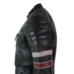 Cuir GW0512 Blouson de moto Legend Classic noir de qualité supérieure en cuir avec doublure matelassée pour homme - Product Image 5