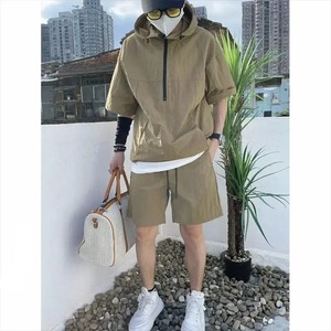 Ensemble d'été de style cargo pour hommes T-shirt décontracté à capuche et à manches courtes Short Loose Fashion High Quality Handsome Sweatshirt Suit - Product Image 6