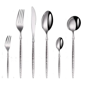 Juego de 4 cubiertos de acero inoxidable, ideal para cocina, mesa, comedor, hogar, café, cubiertos chapados en color plateado, mango de mármol - Product Image 5