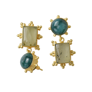 Boucles d'oreilles en laiton de qualité supérieure, plaquées or, design en pierre naturelle brute, finition en laiton satiné, style avant-gardiste, export en gros - Product Image 4