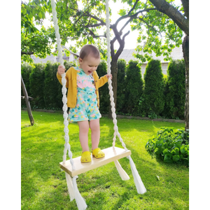 Balançoire d'arbre bohème pour adultes en bois et métal, mobilier d'intérieur/extérieur pour salon et cour avec matériau PE - Product Image 1