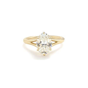Graceful Oval <b>Diamond</b> <b>Ring</b> Setting 2 Ct D-F VVS1-VS2 Lab Grown <b>Diamond</b> In 14K And 18K Yellow Gold Special Occasion Party Wear - Product Image 1