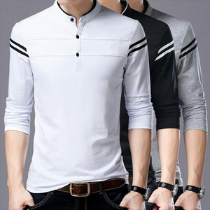 Nuevo estilo 2024 camisetas de rutina diaria informal para hombres ropa de manga corta Ban Collar 220 GSM algodón polar producto de calidad - Product Image 2