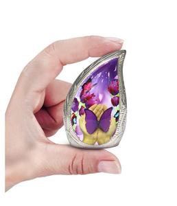 Urnas de lágrima moradas para cenizas Pequeñas-Urna de mariposa púrpura con bolsa-Urnas pequeñas para hombres, mujeres y bebés-Honra a su ser querido - Product Image 3