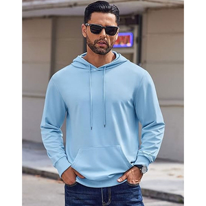 Sweat à capuche en coton solide brodé 2025, coupe athlétique, décontracté, manches longues, léger, séchage rapide, respirant, tendance - Product Image 3