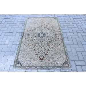 Alfombra Vintage de 3.5x5.6 pies, Alfombra Floral Azul Marrón de Lana - Product Image 1