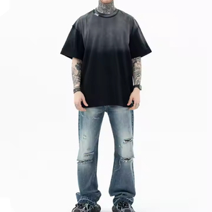 Camiseta transpirable ecológica de algodón 100% de punto de gran tamaño para hombre de alta calidad diseño de impresión personalizado al por mayor - Product Image 4