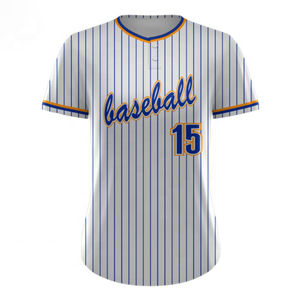 Maillot de baseball en sergé à deux boutons personnalisable, uniforme unisexe respirant pour adulte avec col en V - Product Image 6