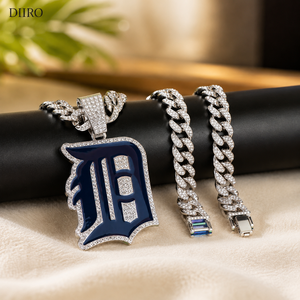 Collar con colgante de moissanita chapado en oro estilo hip hop con dije de letra negra para hombre, para uso diario. - Product Image 5