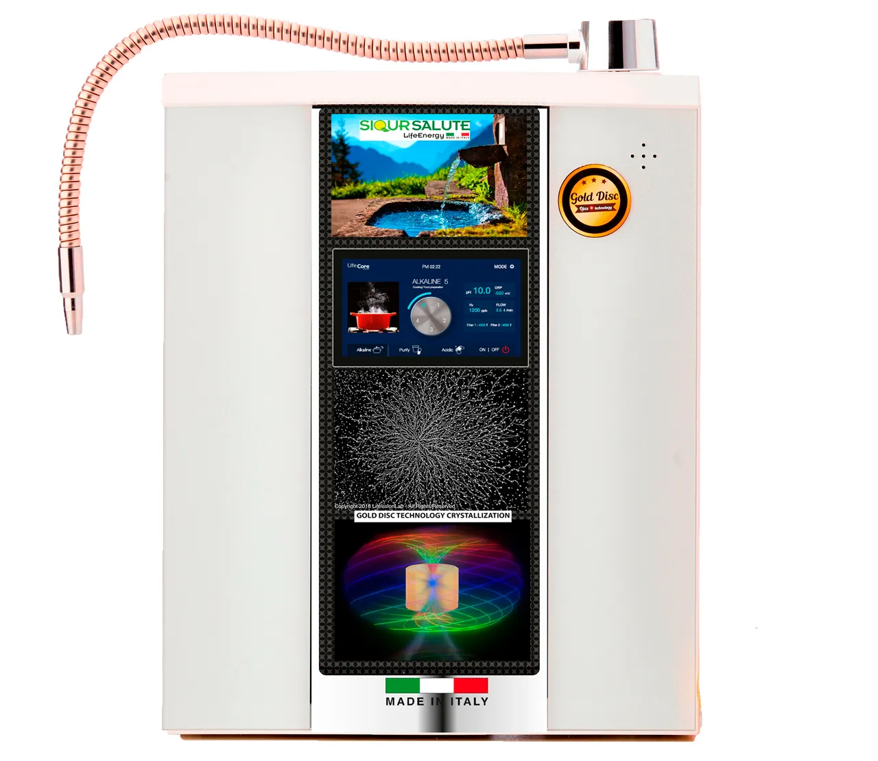 EINZIGARTIG IN DER WELT Made In Italy alkalischer Wasser ionisator Life Energy WATER mit zwei Aktivkohle filtern zum Verkauf