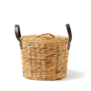 Natural Water Hyacinth Hand-<b>Woven</b> Storage <b>Baskets</b> with Handles Bulk Export Product TRUNGHOA Best Handicraft from Viet Nam - Product Image 6