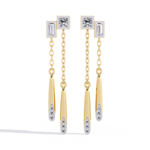 Boucles d'oreilles en or 18 carats brillantes avec diamant de laboratoire, boucles d'oreilles de qualité supérieure - Product Image 1