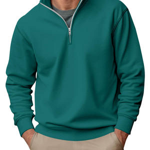 Sudaderas Personalizadas de Alta Calidad para Hombre, con Cierre de Cremallera de un Cuarto, de Forro Polar, 100% Algodón, Bordadas con su Propio Nombre de Marca, Cuello Alto - Product Image 4