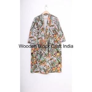 Eco-Friendly Women's Winter Quilted Jacket with Belt Closure V-Neck Long Length Breathable Organic Pure Cotton Reversible - Product Image 1