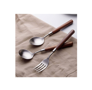 Cuillère à soupe en acier inoxydable Cuillère à dîner ronde Heard Cuillère à soupe à dessert avec manche en bois Offre Spéciale de cuisine - Product Image 6