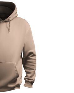 <b>Men</b> Beige Pullover <b>Hoodie</b> with Kangaroo Pocket Adjustable Drawstrings Soft Fleece Fabric Casual Streetwear Sweatshirt - Product Image 2