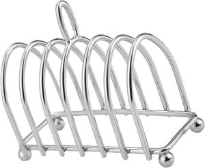 Estante para tostadas de acero inoxidable de 6 rebanadas, estante para tostadas con pies de bola y mango de bucle, tablas para cortar pan, estantes de refrigeración de rejilla para hornear - Product Image 2