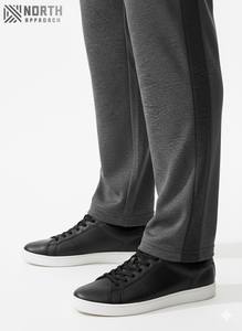 กางเกงวอร์มทรงหลวมสำหรับผู้ชายแนวสปอร์ตมีท่อสีตัดกันมีกระดุมด้านข้างและมีเชือกผูกเอว - Product Image 4