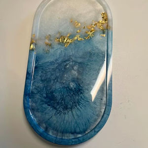 Plateau d'art Art Déco en résine à motif floral fait main de haute qualité, personnalisable pour la décoration intérieure, les mariages et le service de thé/café - Product Image 6