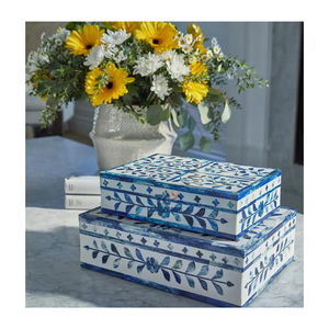 Cadeau du Ramadan moderne élégant fait à la main artisanat coloré nacre coquille boîtes à bijoux mosaïque boîtes décoratives de luxe - Product Image 5