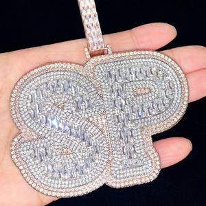 Pendentif en or massif 14K Hip Hop VVS Lab Grown Diamond Pendentif nom personnalisé FTM Iced CVD Diamond pour hommes Fine Jewelry for - Product Image 6
