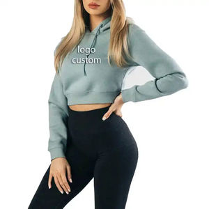 Hoodie court chaud pour femme, confortable et douillet, idéal pour l'automne et l'hiver. Derniers modèles de hoodies courts pour femme. - Product Image 1