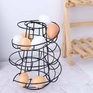 Egg Basket in Wrought Iron With Holder and Tier Design Perfect for Home Kitchen <b>Storage</b> and Organization - Product Image 3