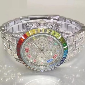 Montre à mouvement à quartz glamour de style diamant pour hommes 5mm Ronda Case Full Bling Iced Photoshoots Partys Fashion Business - Product Image 3