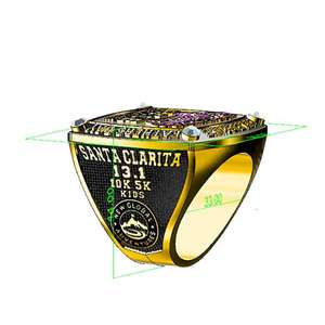 Anillo de Campeonato Hip Hop Personalizado con Moissanita, Plata 925, Chapado en Oro de 14K, con Engaste de Garras, para Hombre/Unisex, Regalo para Fiestas - Product Image 4