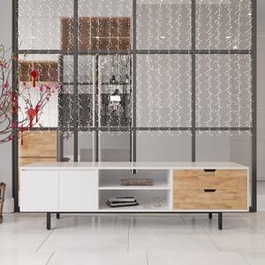 Contemporary KTV68042 TV Stand for Modern Living Room 180x40x50cm Wood with Iron <b>Legs</b> <b>Foldable</b> Farmhouse TV <b>Table</b> - Product Image 5