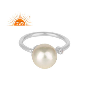 Bague ajustable en argent sterling, perle naturelle, bijou en CZ, pierre précieuse, haute qualité, offre spéciale - Product Image 1