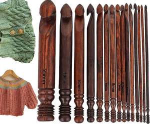 Ensemble de crochets en palissandre faits à la main aiguille à tricoter en bois sculpté pour le crochet 3.5mm à 25mm tricot d'hiver - Product Image 2