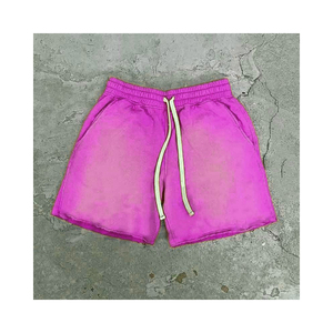 2024 pantalones cortos de sudor de algodón de marca con logotipo personalizado para hombre estilo Vintage de verano lavado ácido con estampado Digital de patrón sólido - Product Image 5