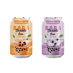 เครื่องดื่มชา Boba นมฟองบรรจุกระป๋องขนาด330มล. ออกแบบมาให้ฟรีพร้อมไข่มุกและท็อปปิ้งสีดำฉลากส่วนตัว - Product Image 1