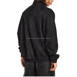 Survêtement lourd personnalisé avec pull à capuche à cordon lavé à l'acide Streetwear vierge vintage solide 100% coton - Product Image 4