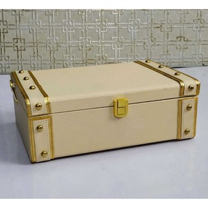 Caja de maletero de madera de polipiel, maletero de almacenamiento Vintage, joyero decorativo, organizador de maquillaje, caja de recuerdo, regalos de boda para dama de honor - Product Image 3